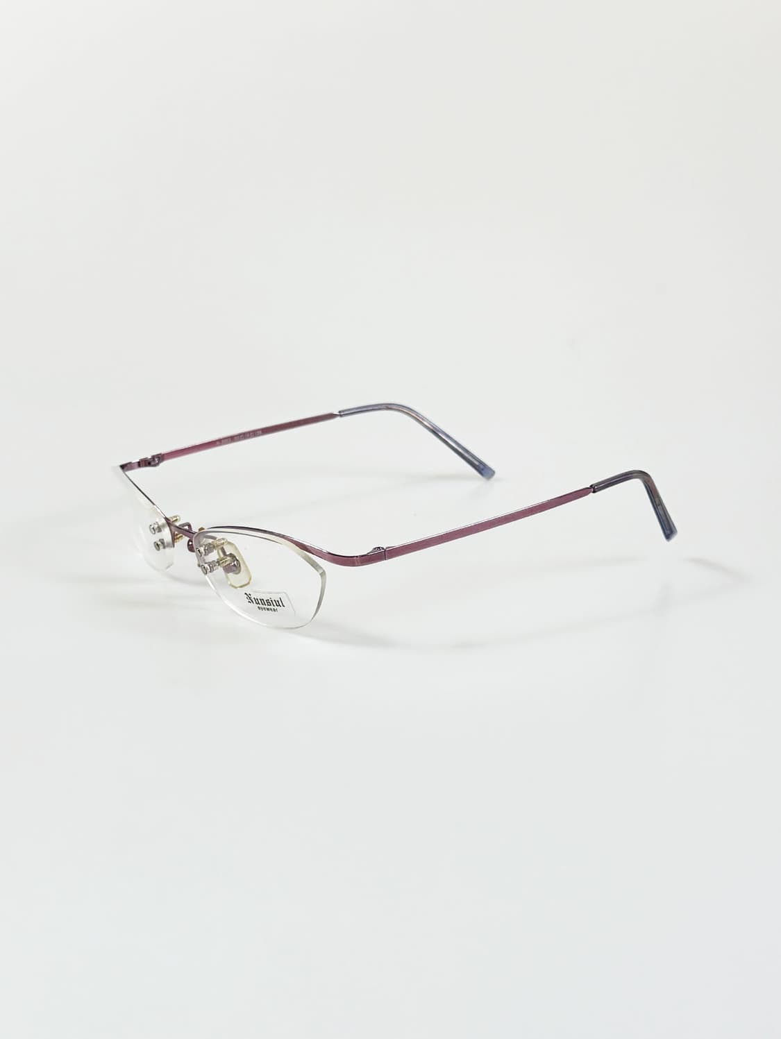NUNSIUL 무테 오벌 와인 퍼플 메탈 프레임 빈티지 안경 상품이미지3