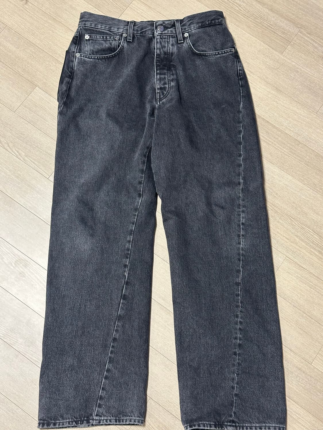 (30) 선플라워 와이드 트위스트 데님 블랙 상품이미지1