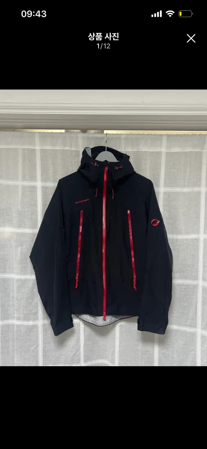 마무트 블랙 테이핑 고어텍스 바람막이 자켓 m 상품이미지1
