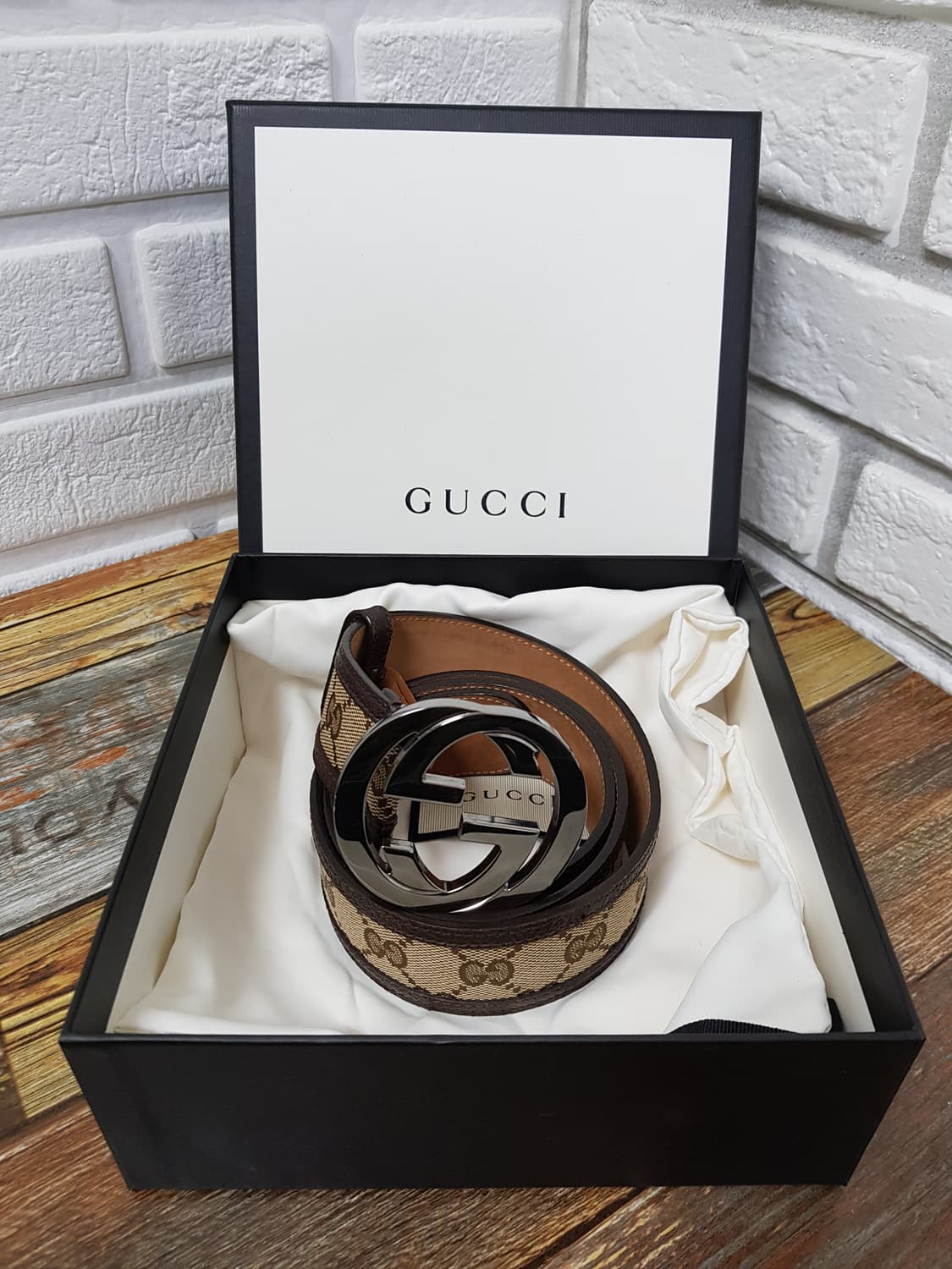 [34~38/정품] 구찌 GG 로고 벨트 브라운 상품이미지1