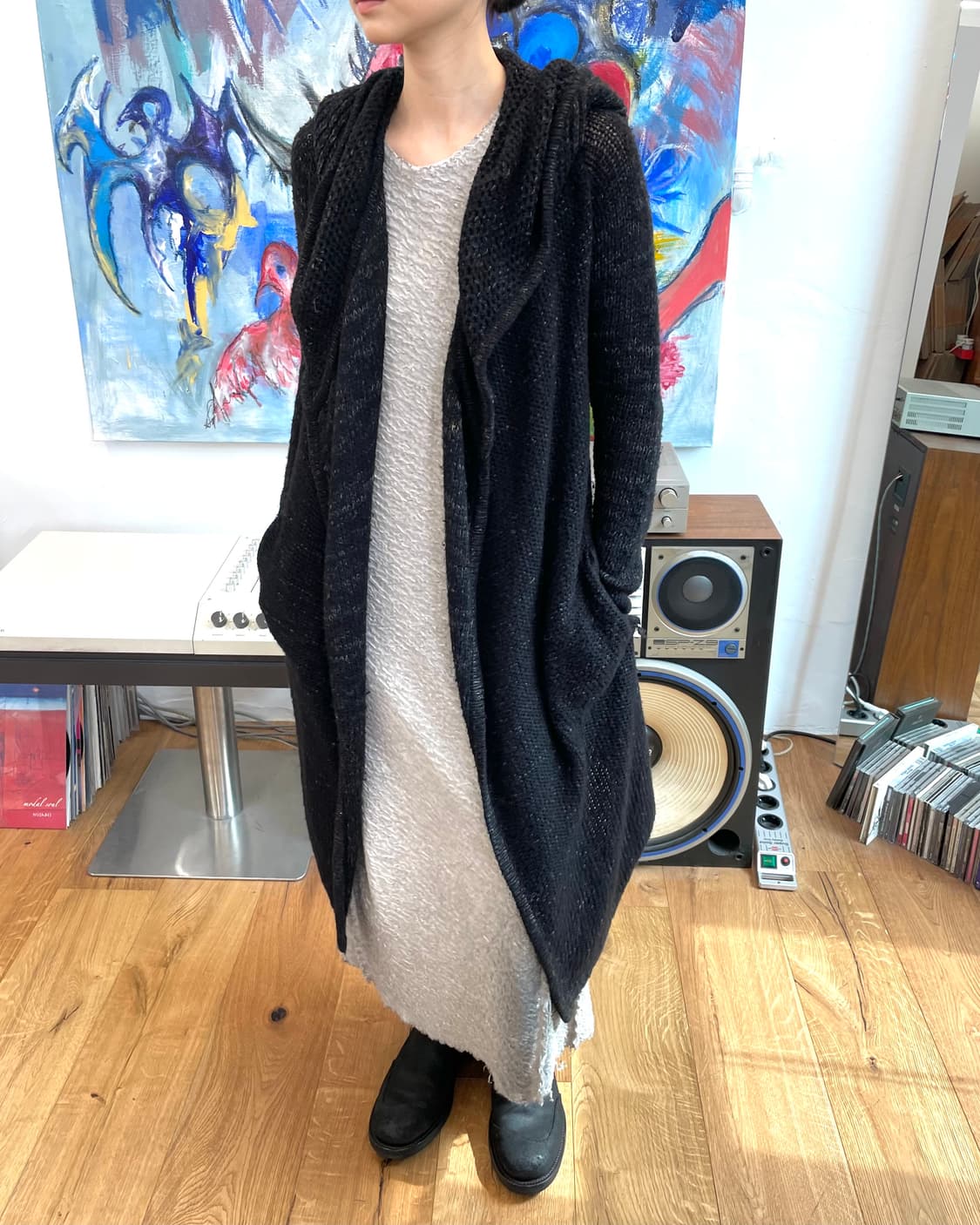 [S] 헬무트랭 롱 니트 후드 재킷 상품이미지1