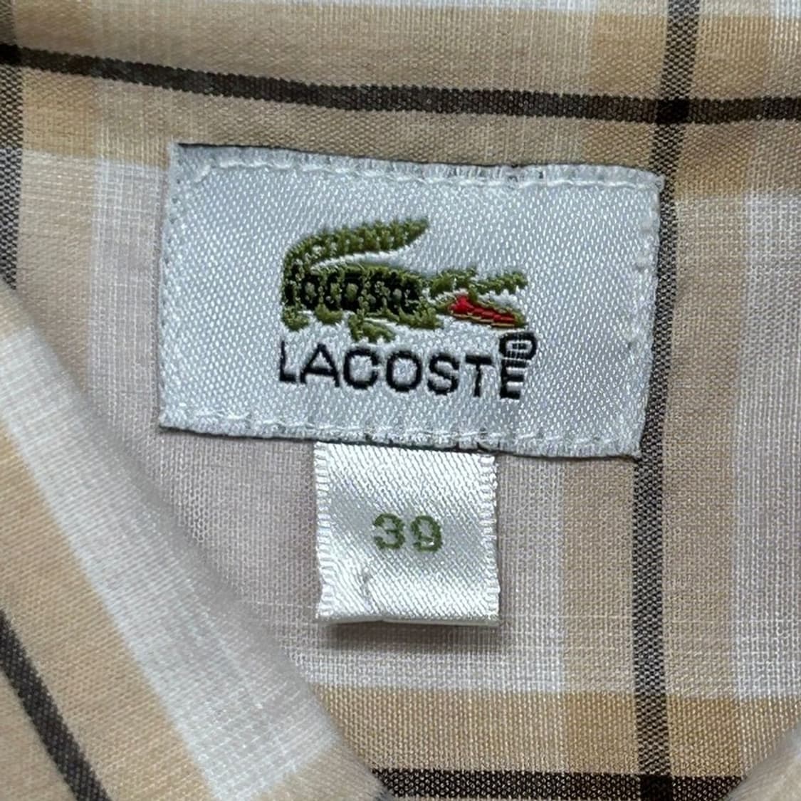 LACOSTE 체크 반팔 셔츠 베이지 39 상품이미지6