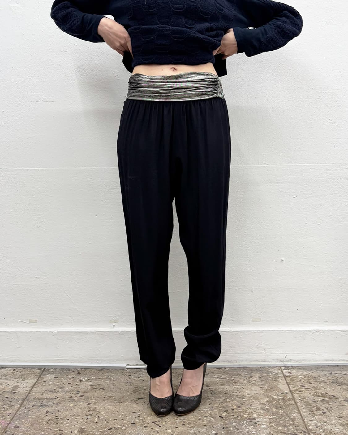 빈티지 글리터-웨이스트 밴드 팬츠 상품이미지1