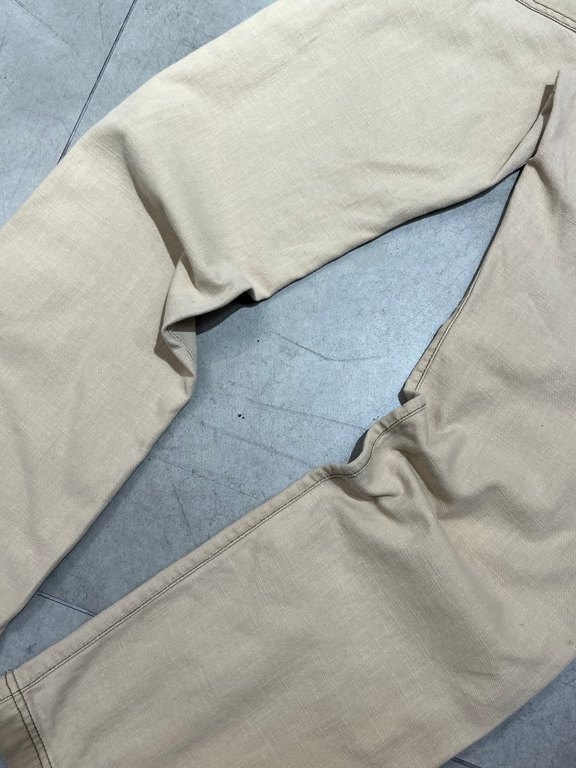 Drug store 박쥐 돼지 자수 베이지 코튼 와이드  팬츠 상품이미지5