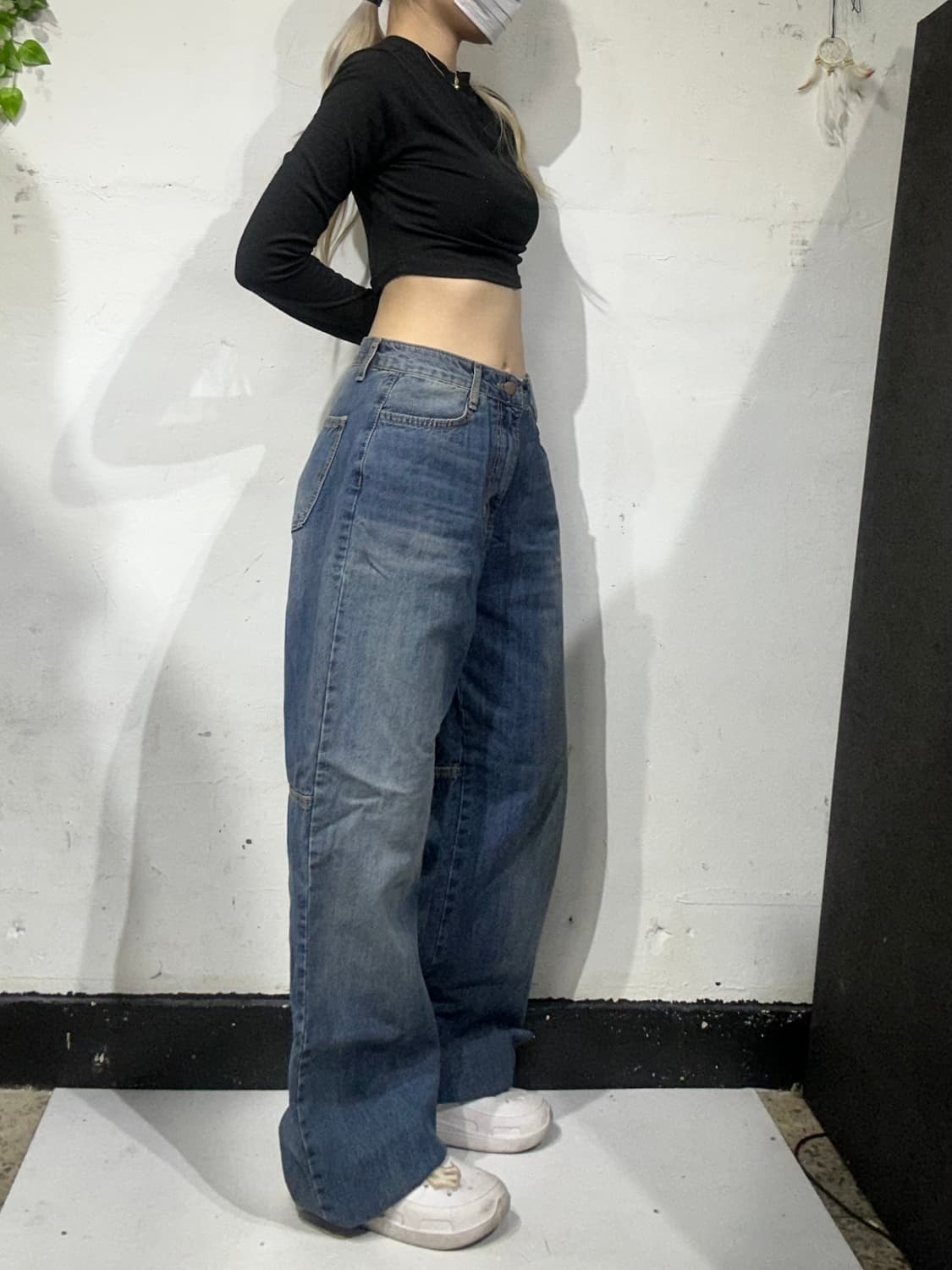 일본 빈티지 중청 카펜터 워싱 와이드 데님 팬츠 청바지 M  상품이미지1