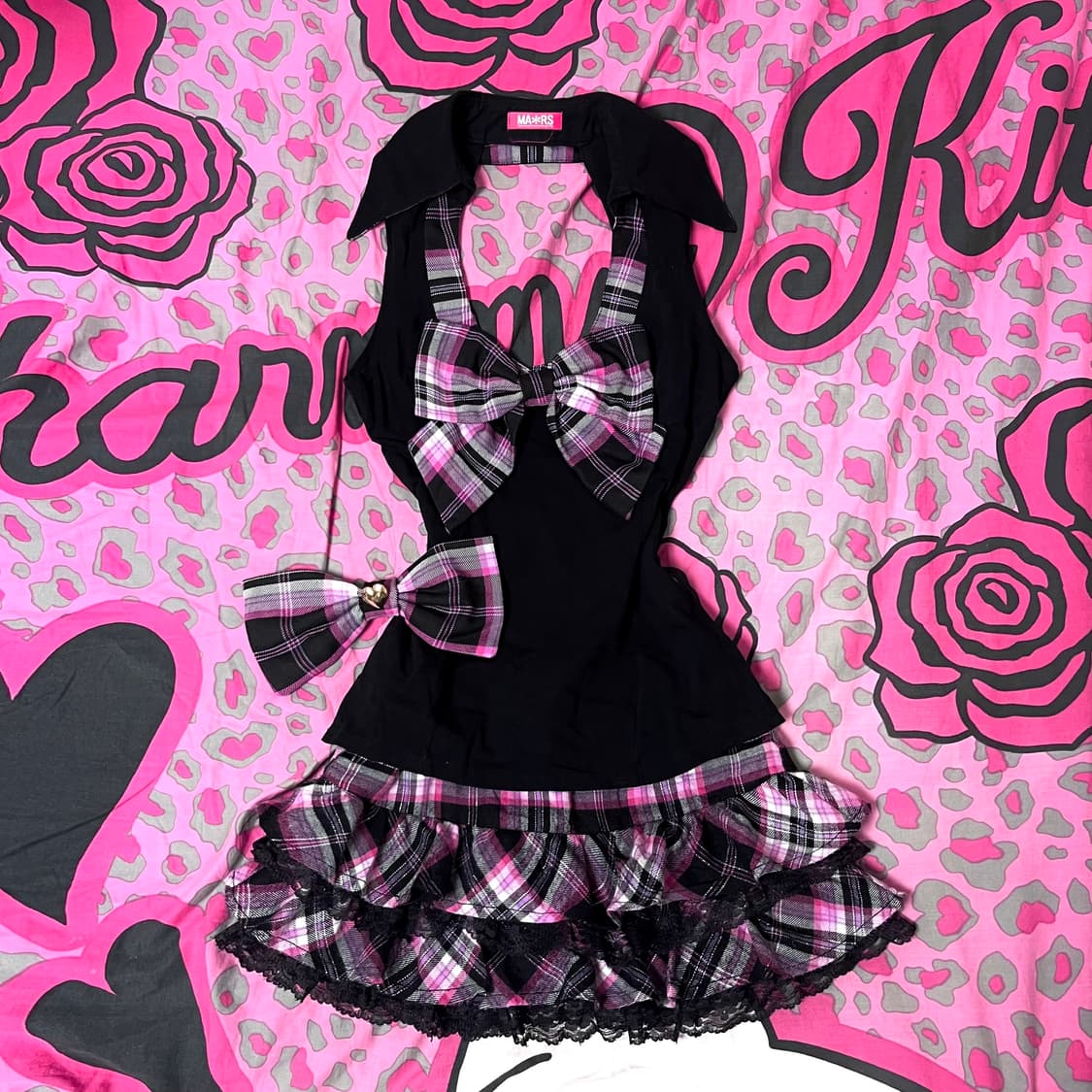 MA*RS마즈 블랙핑크 체크 셋업 히메오네갸루 핀터 스쿨고갸루 일본빈티지 상품이미지1