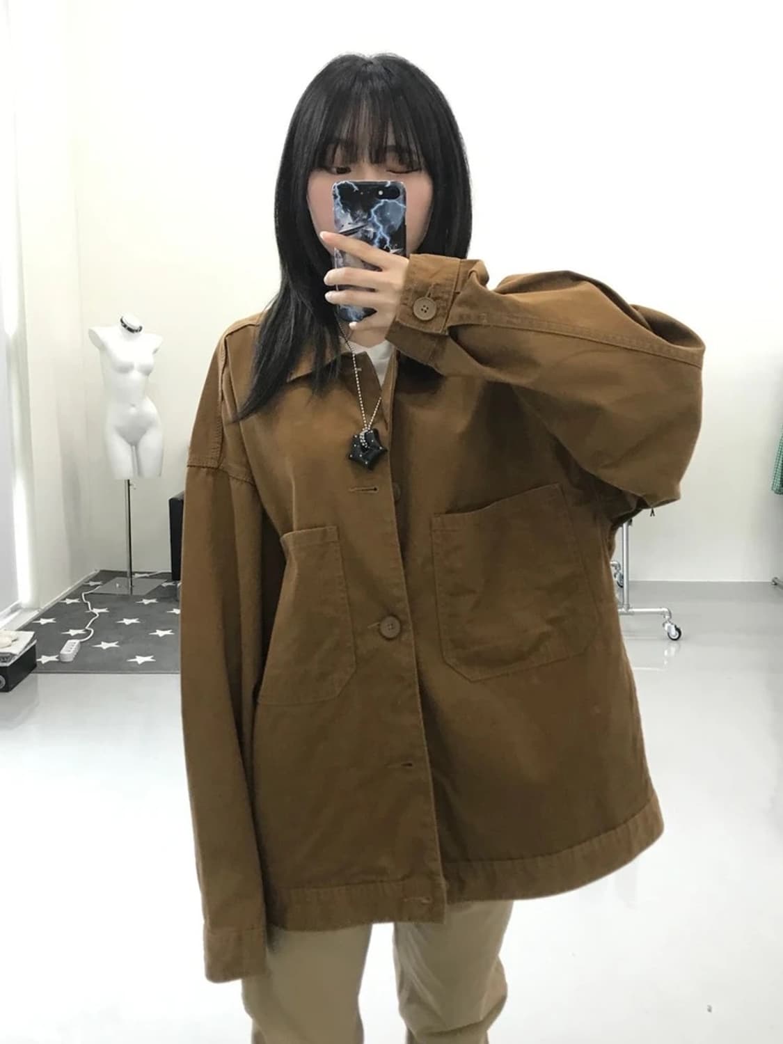 GU 브라운 코튼 자켓 상품이미지1