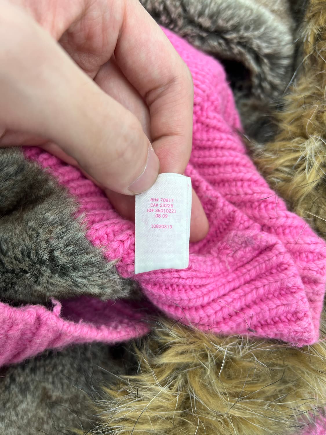 핑크 퍼 후드 니트집업 상품이미지7