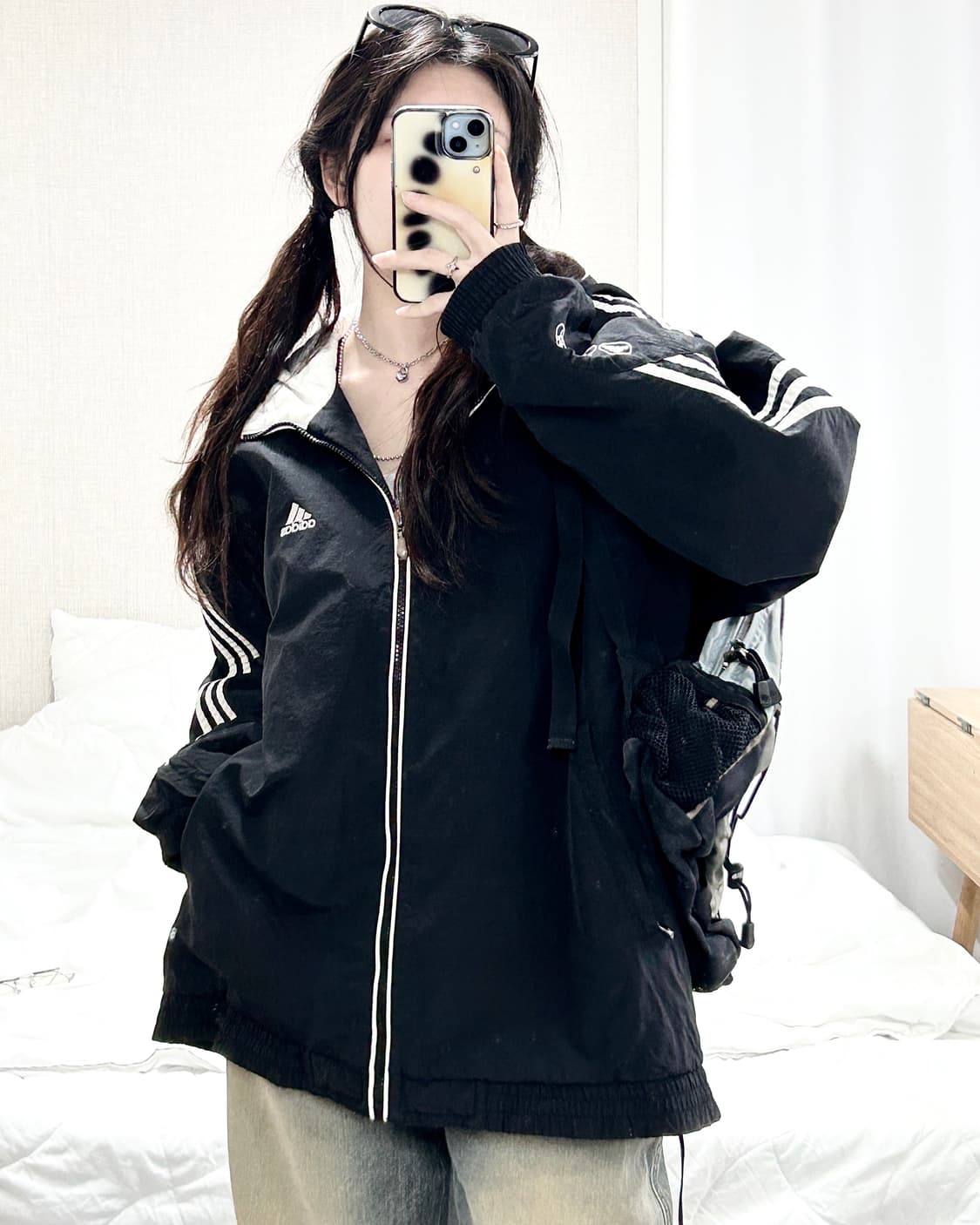 아디다스 90‘s 블랙 삼선 나일론 자켓 상품이미지4