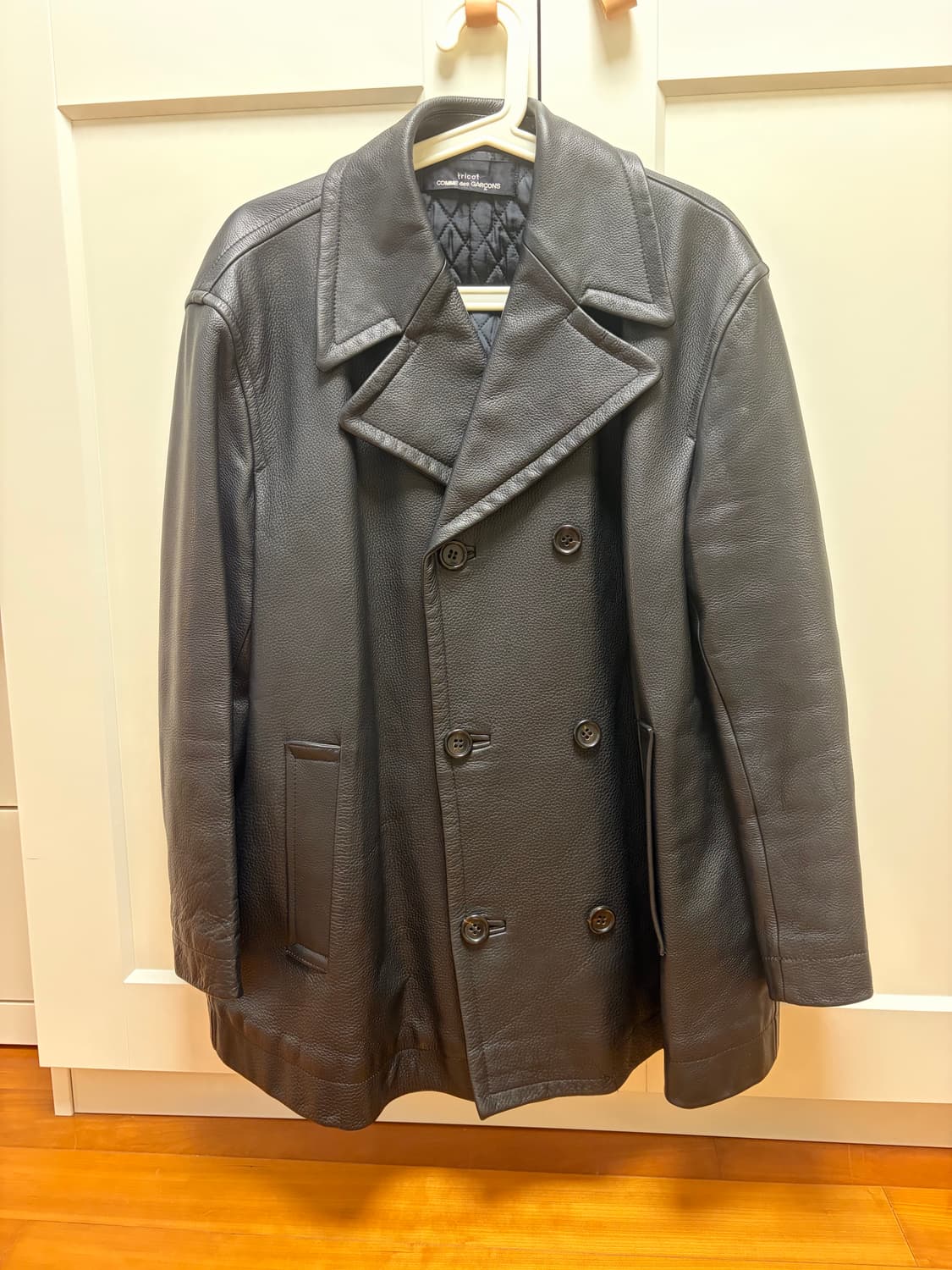 꼼데가르송 트리콧 레더 피코트 상품이미지1