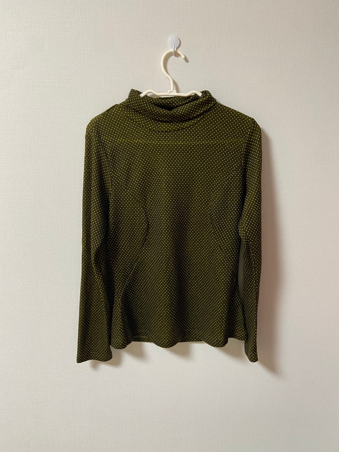일본 빈티지 모리걸 녹색 도트무늬 목폴라  상품이미지1