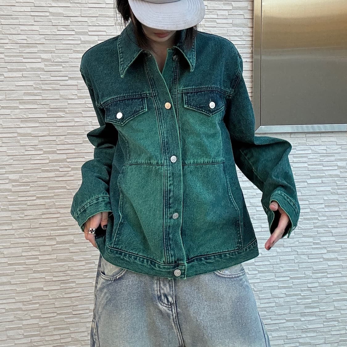 90s 올드스쿨 그린 데님 트러커자켓 상품이미지6