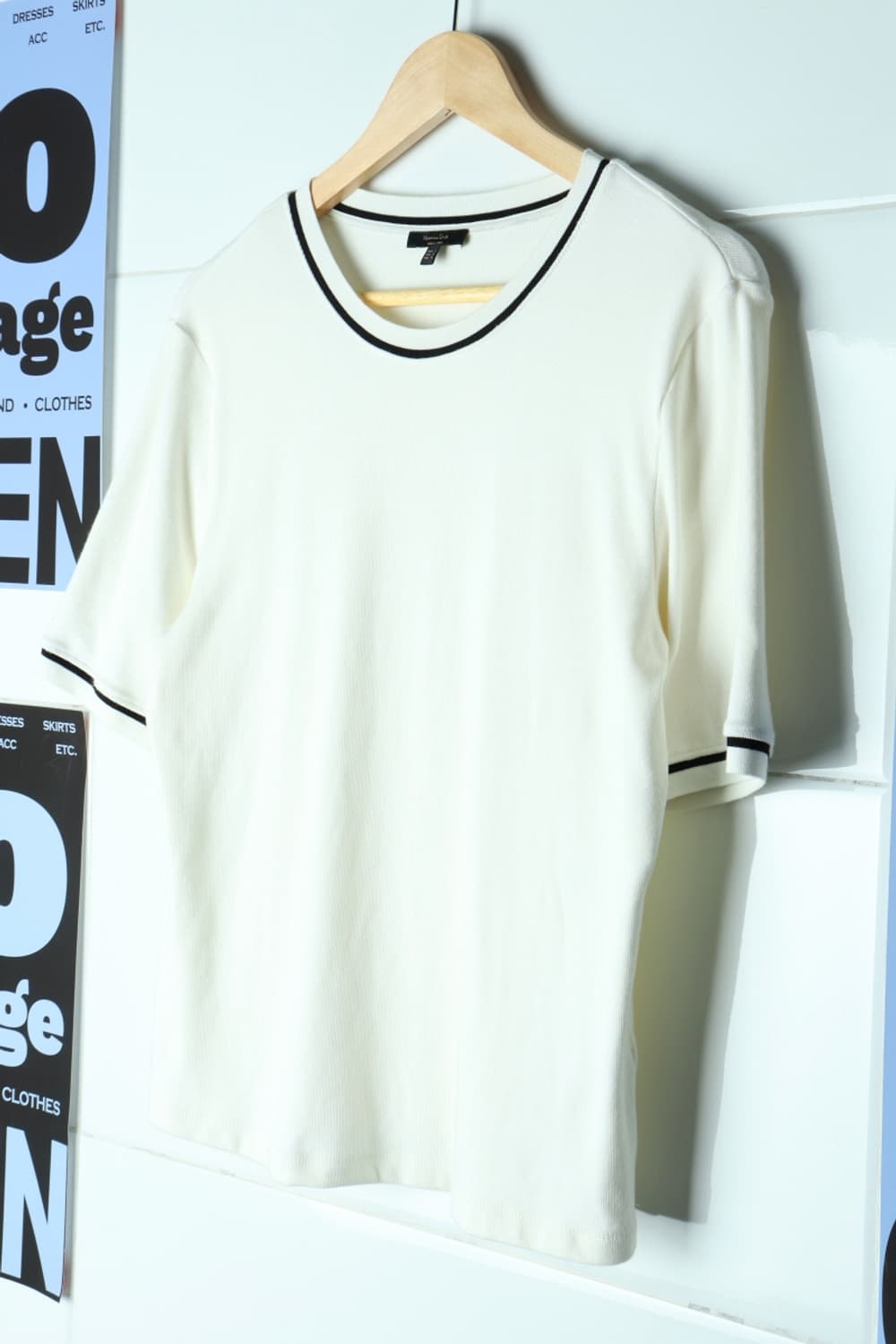 W(XL) 마시모두띠 반팔 티셔츠 링거 화이트 와플-H31881 상품이미지1