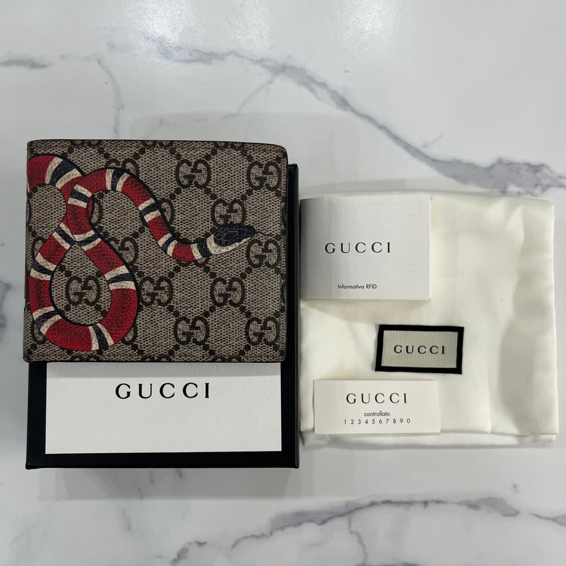 (정품) (풀구성) 구찌 GG 수프림 킹스네이크 반지갑 상품이미지1