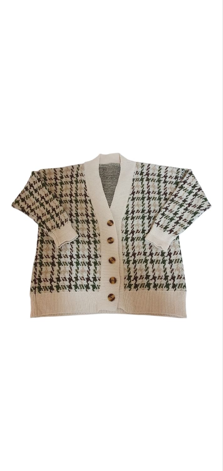 체크무늬 니트 가디건 상품이미지1