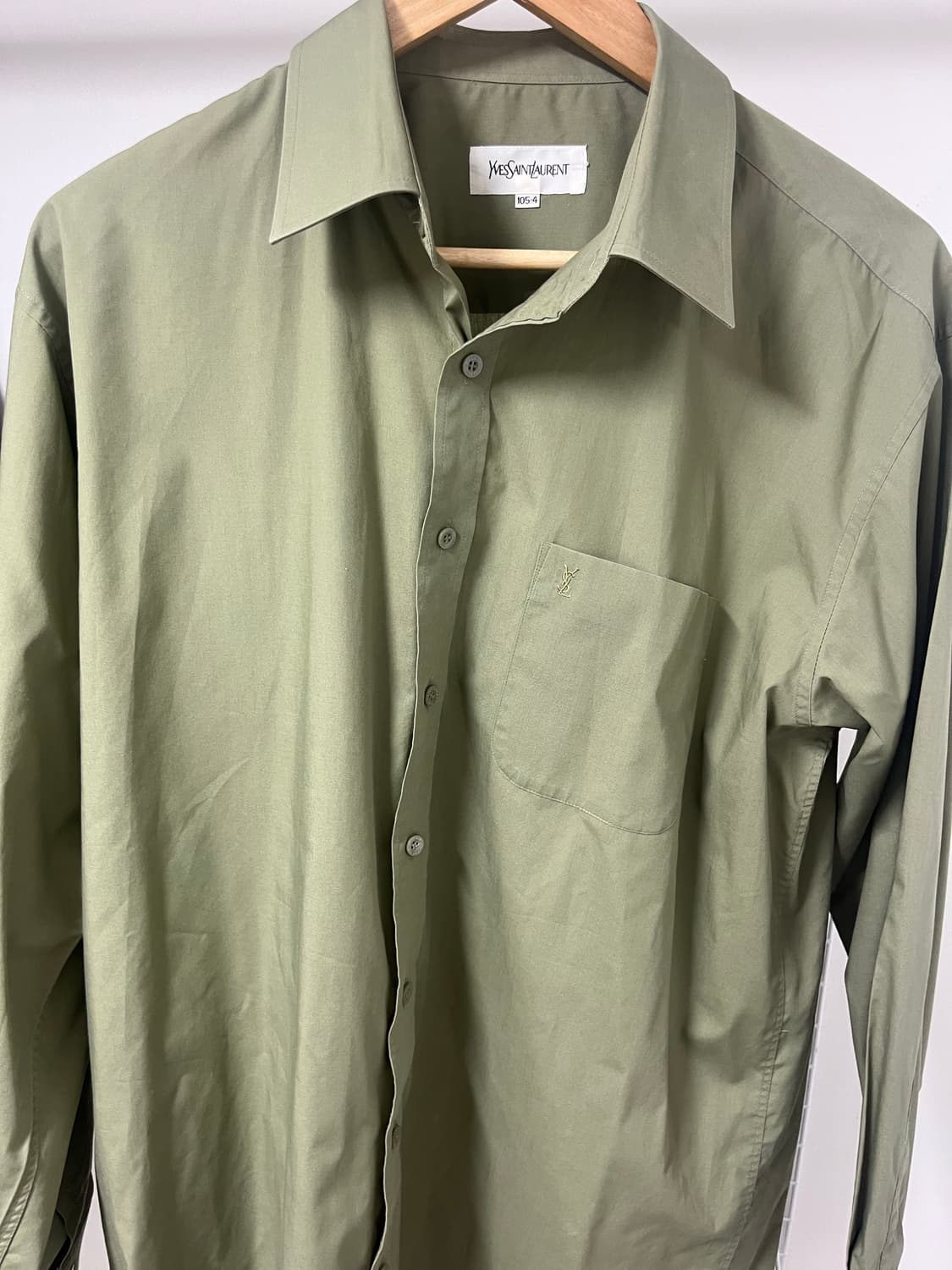 [90’s Vintage] YSL Logo Shirt - Khaki 상품이미지2