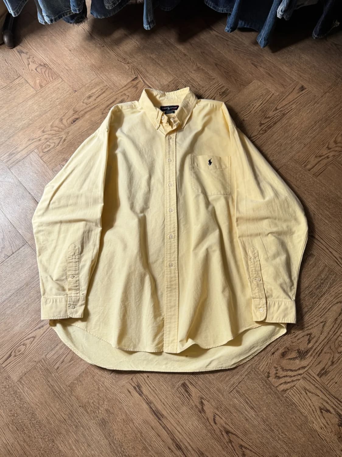 [XL]90s 폴로 랄프로렌 BIG SHIRT 라이트옐로우 옥스포드 셔츠 상품이미지1
