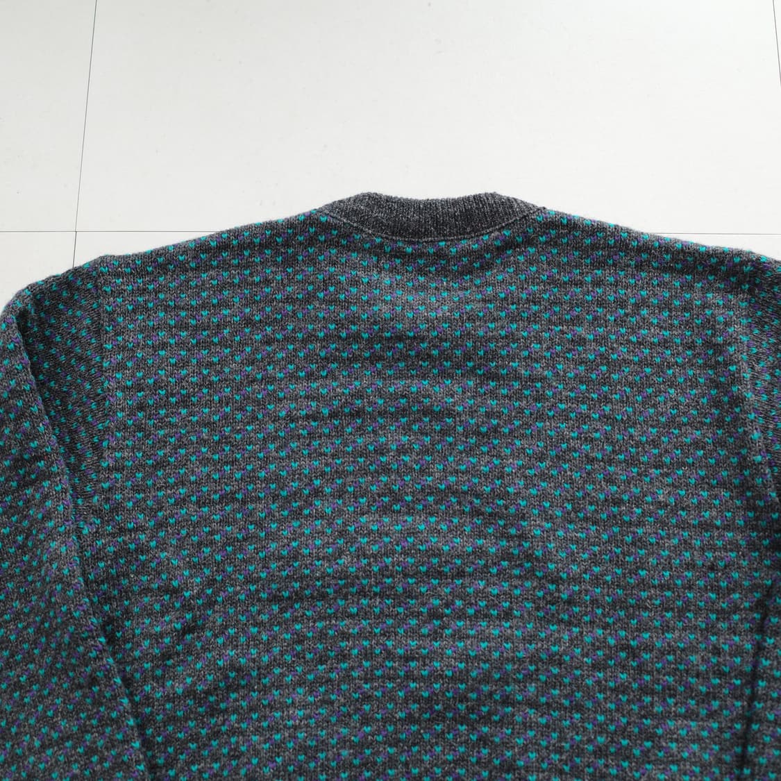 90s 엘엘빈 노르웨이 생산 울혼방 버드아이 피셔맨 니트  상품이미지8