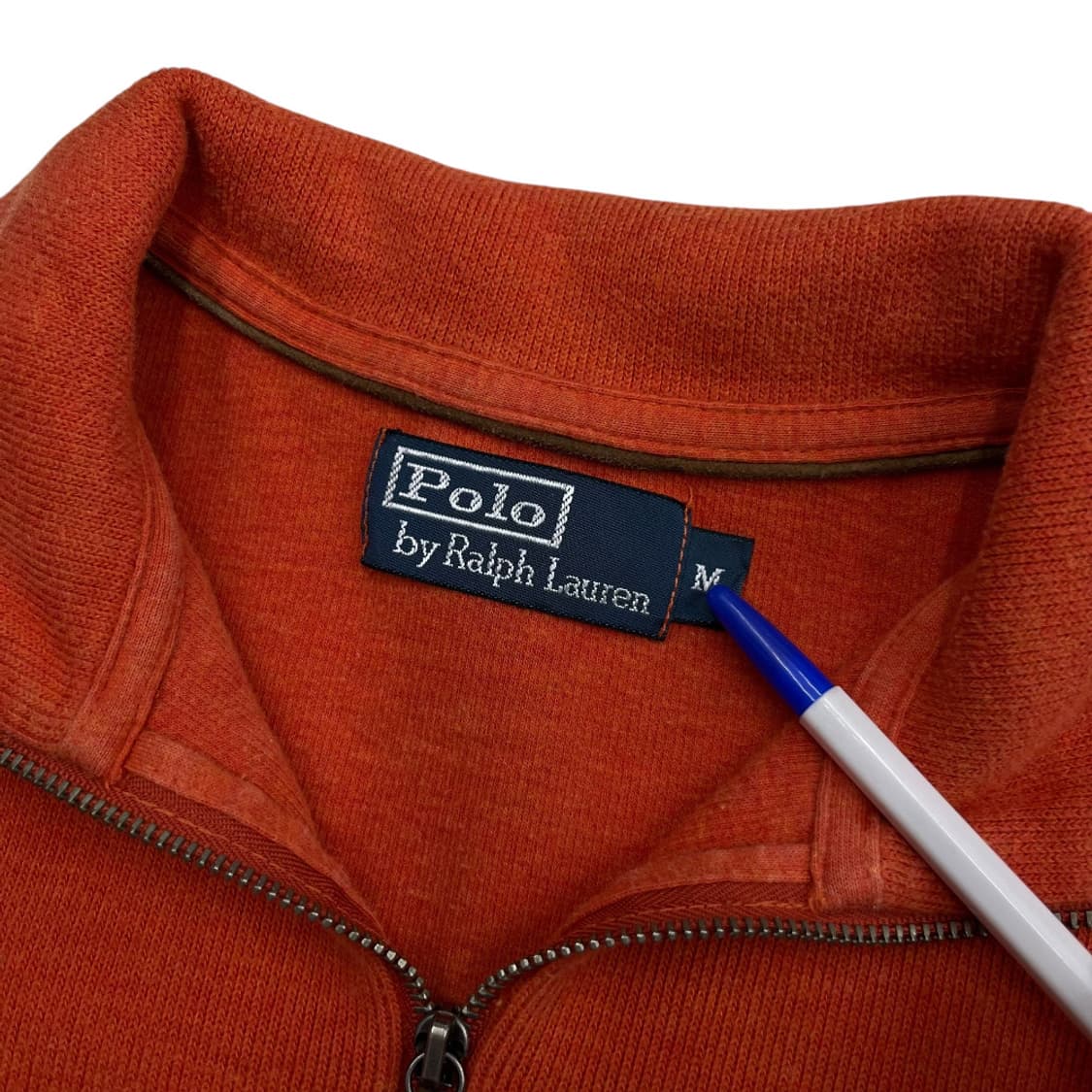 폴로 랄프로렌 카키포니 오렌지 반집업 니트 M 상품이미지5
