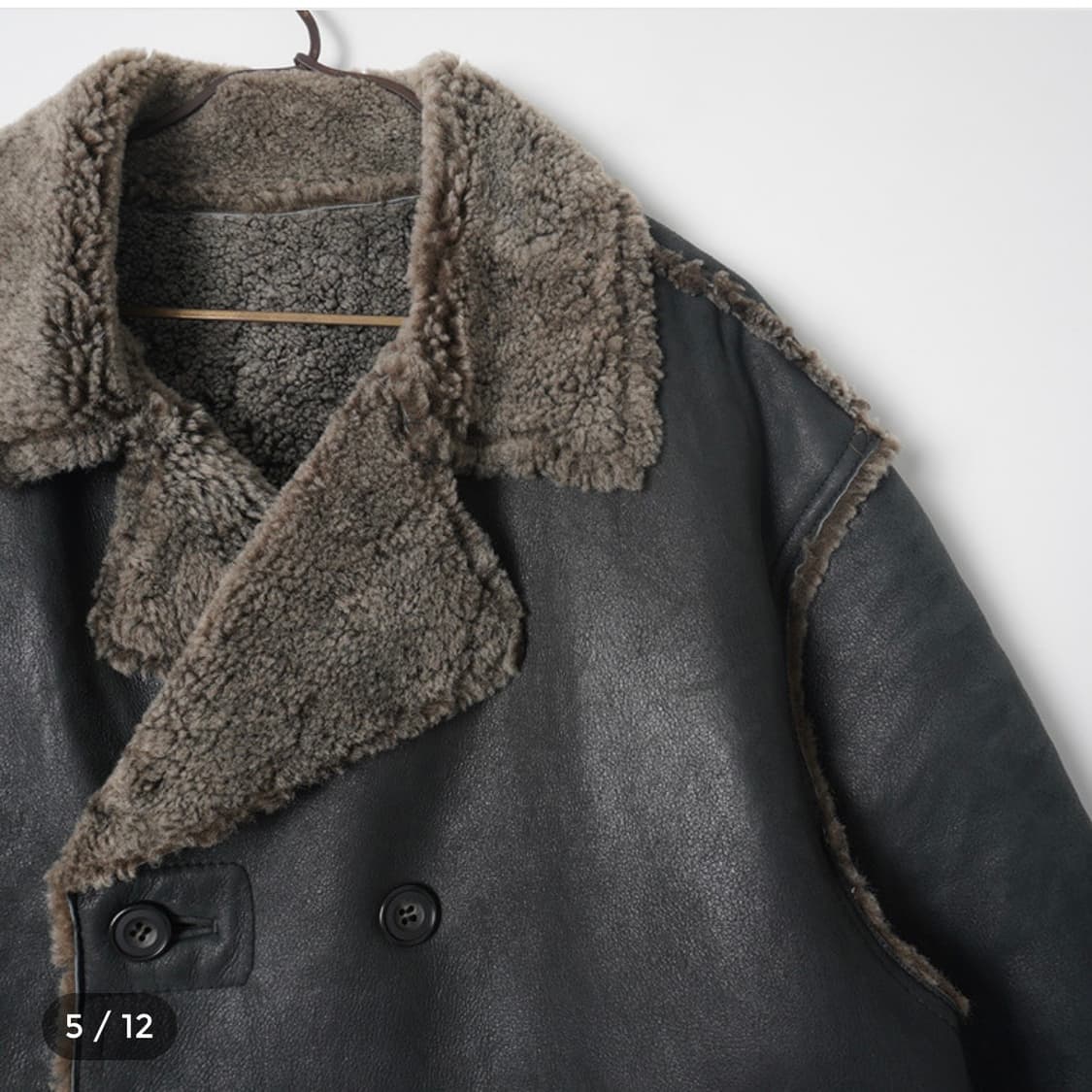 양가죽 무스탕 미디 코트 상품이미지5