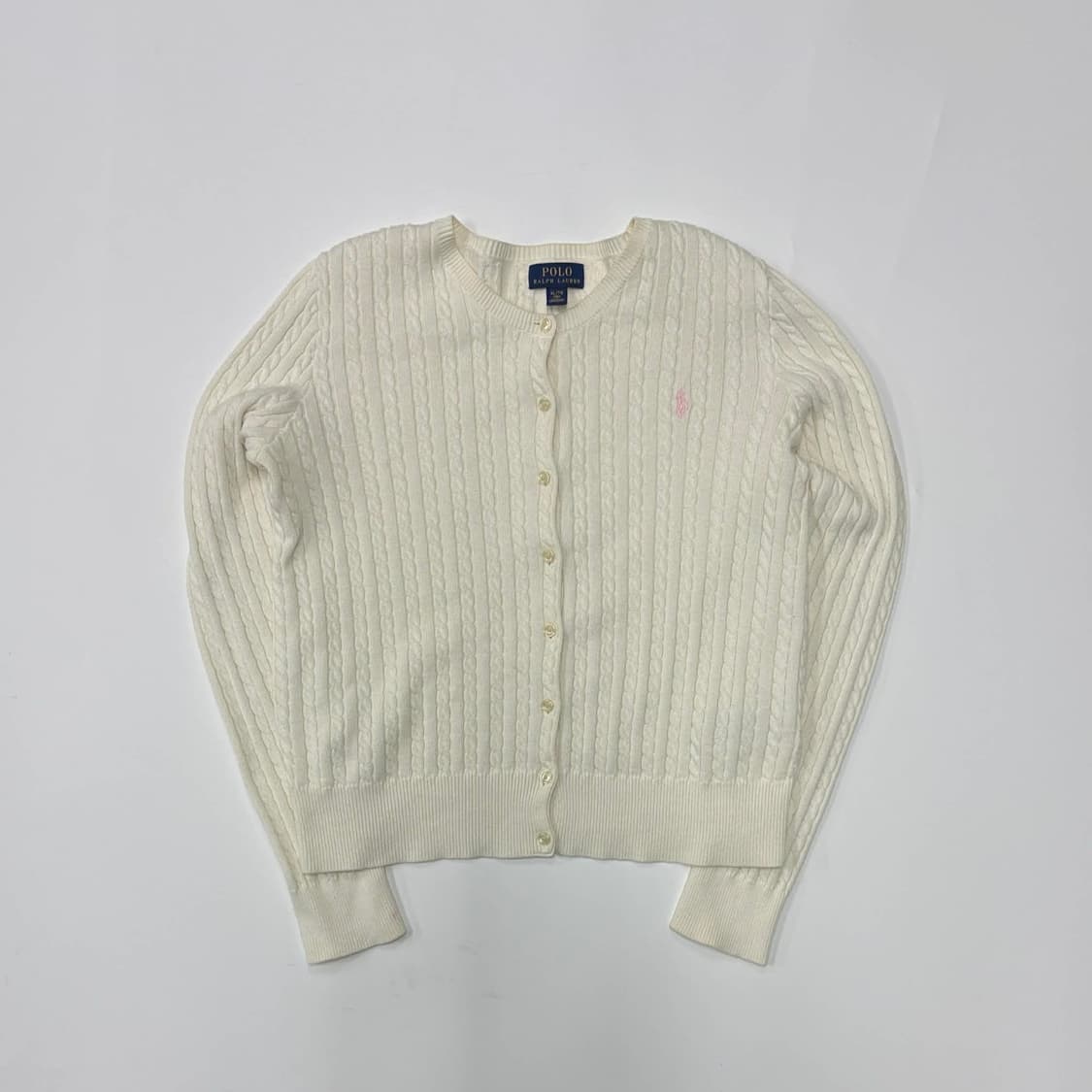 폴로 랄프로렌 화이트 꽈배기 케이블 걸즈 니트 가디건(XL) 상품이미지2