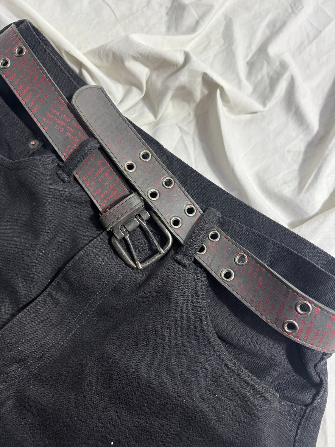 빈티지 밀리터리 텍스트 레더 벨트 상품이미지3