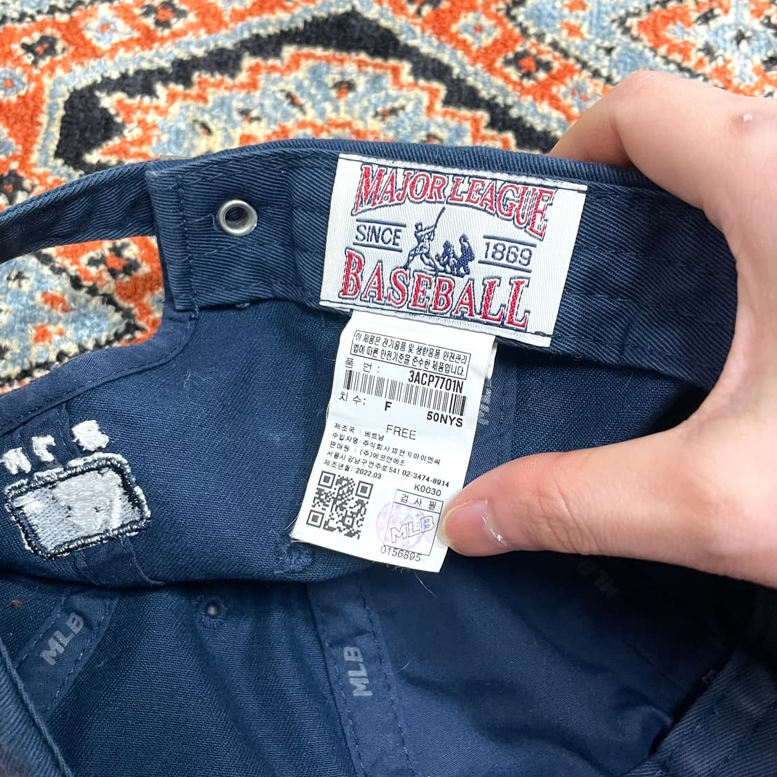 MLB 뉴욕양키스 스몰로고 네이비 면 야구볼캡 FREE 상품이미지3