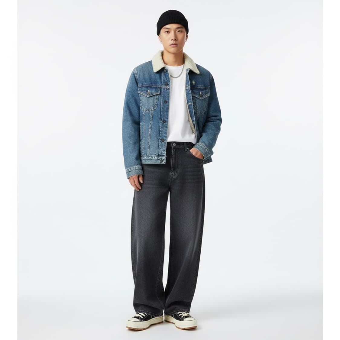 자라 맨 데님 쉐르파 자켓 상품이미지1