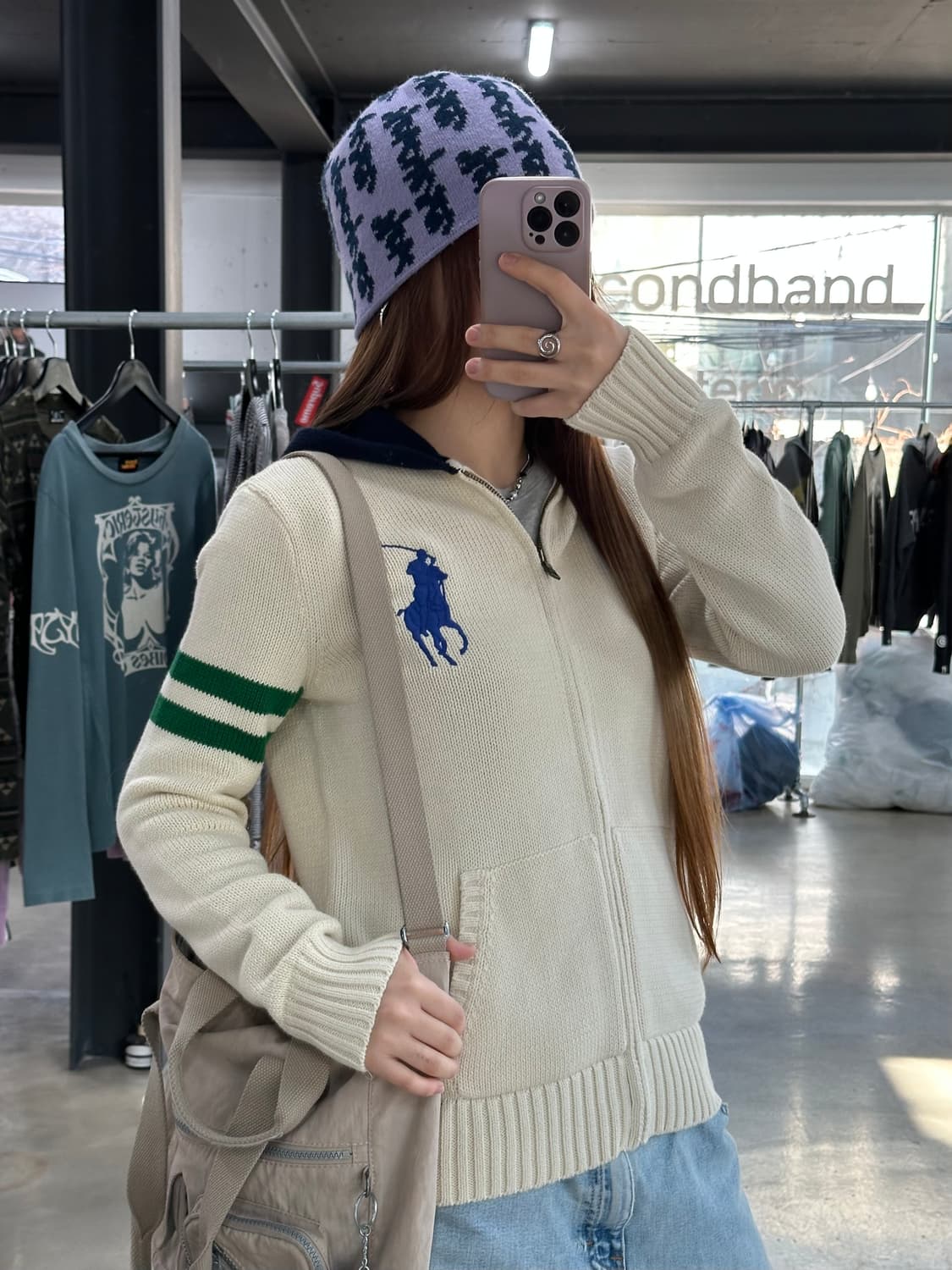 폴로랄프로렌 빅포니 넘버링 니트후드집업 상품이미지3