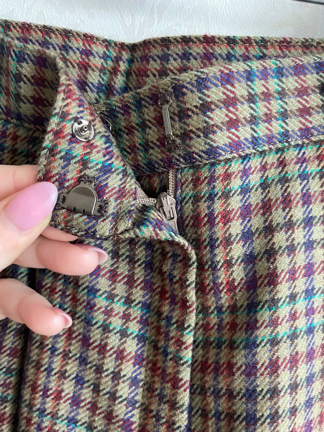 핀턱와이드 반바지 체크울  상품이미지4