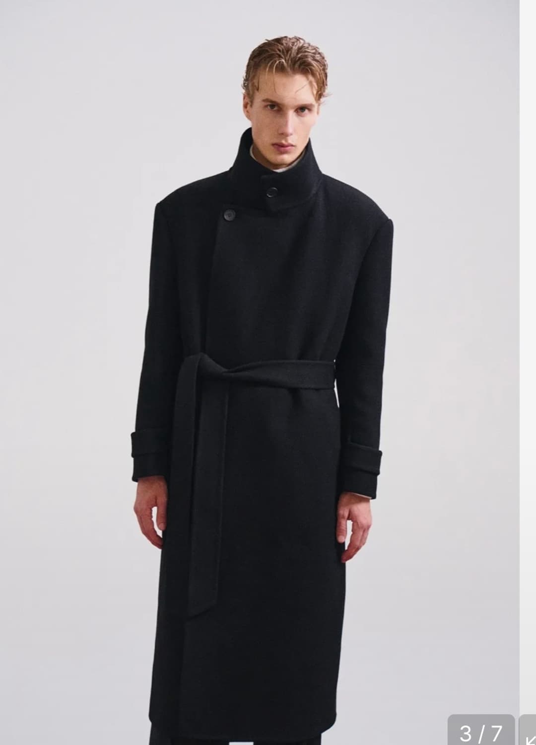 (Peq)BELTED TWILL WOOL  COAT  상품이미지3