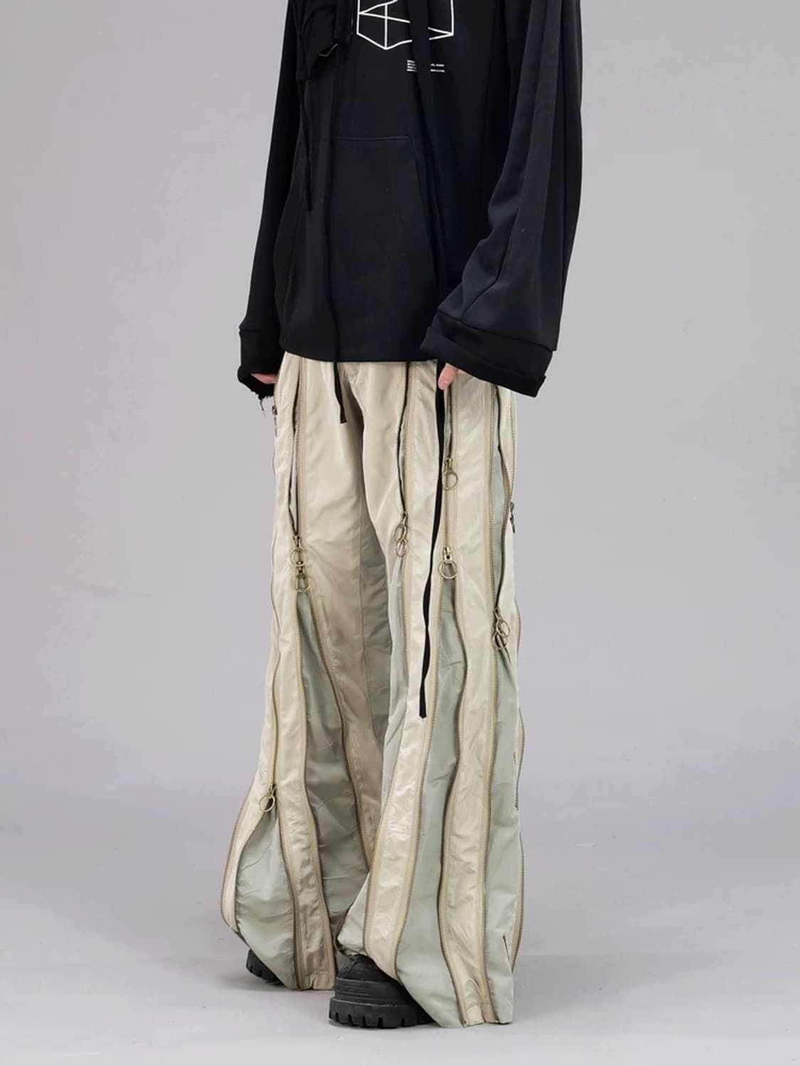 빈티지 고프코어 테크 핏조절 지퍼 디테일 팬츠 상품이미지1