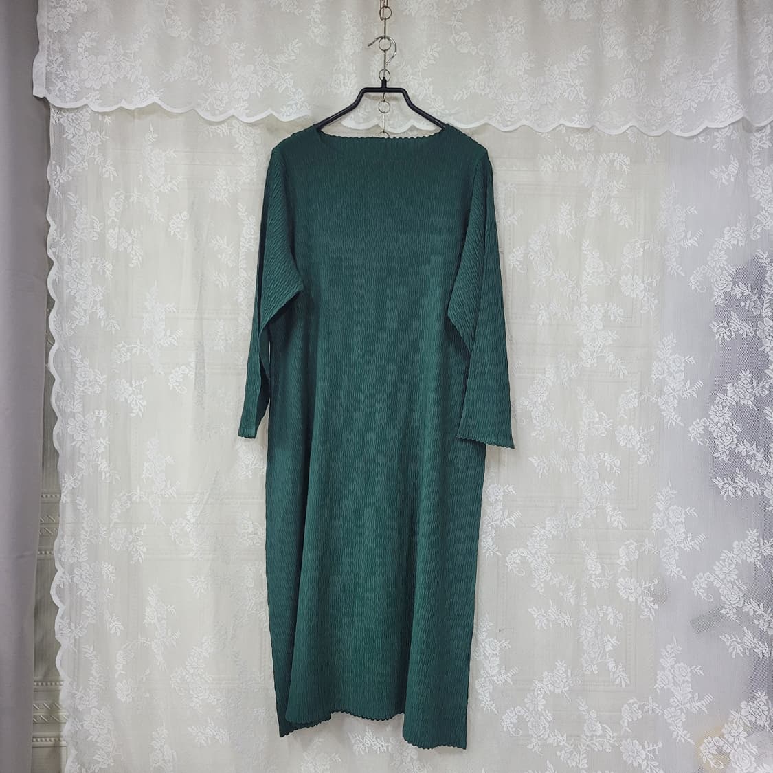 딥그린 플리츠 주름 원피스  상품이미지1