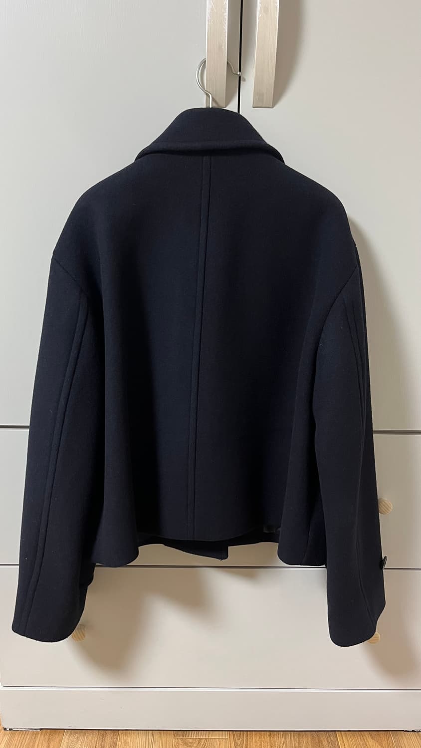 [무탠다드] 우먼즈 울 블렌드 더플 쇼트 코트 네이비 M 상품이미지3