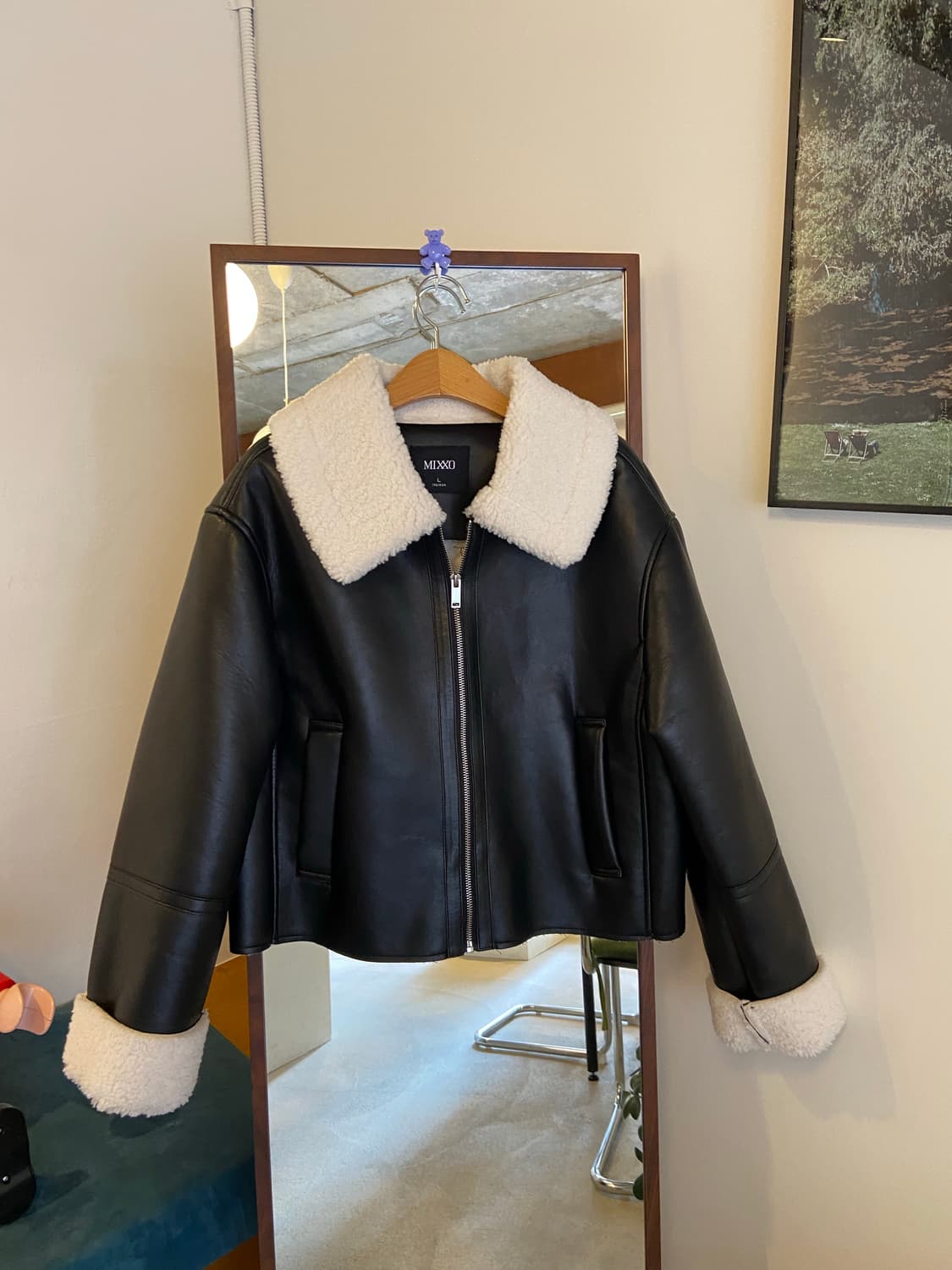 MIXXO 미쏘 페이크레더 크롭 무스탕 상품이미지1