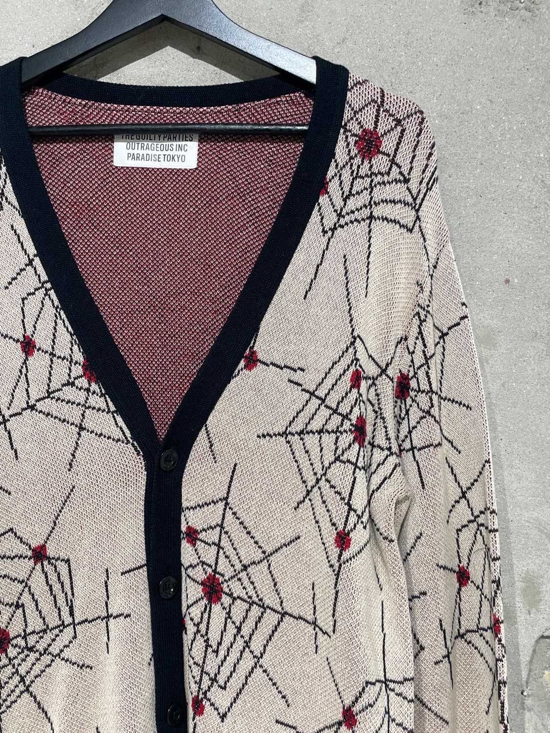 와코 마리아 17F/W 베이지 스파이더 넷 니트 가디건 상품이미지3