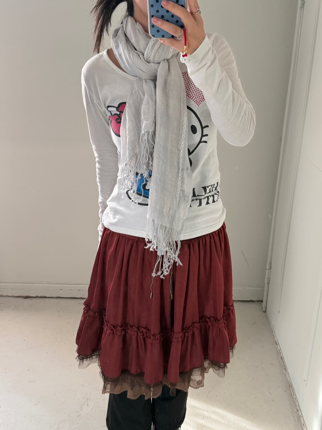 일본빈티지 모리 하구미 그레이 롱스카프 상품이미지2