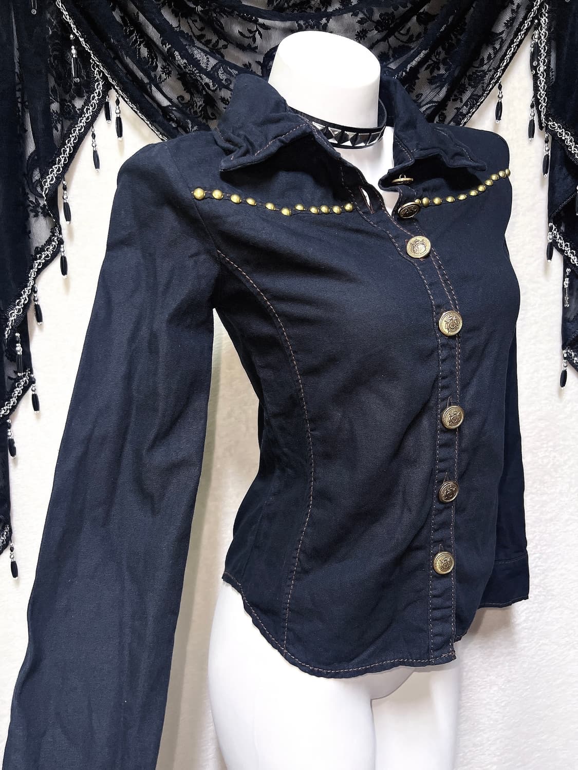 세실맥비 금장 웨스턴 아일렛 셔츠 오네갸루 펑크 y2k d.i.a 핀터 상품이미지7