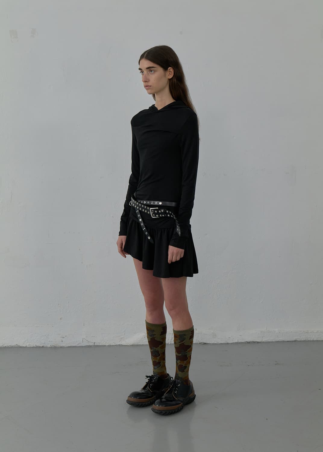 LCDC 원피스 [S] HOODED JERSEY DRESS (BLACK) 상품이미지2