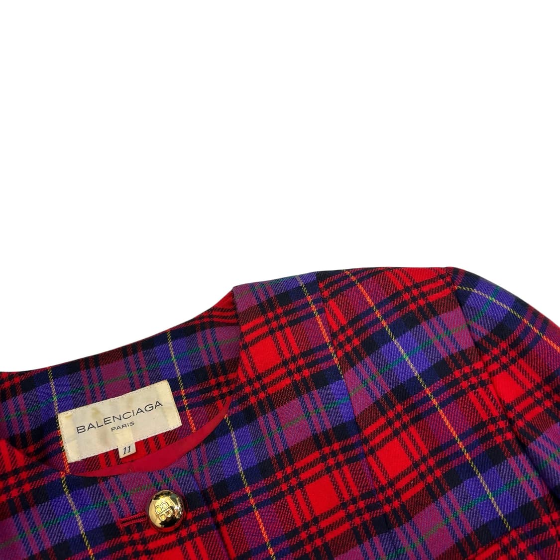 발렌시아가 논 칼라 체크 자켓 상품이미지3