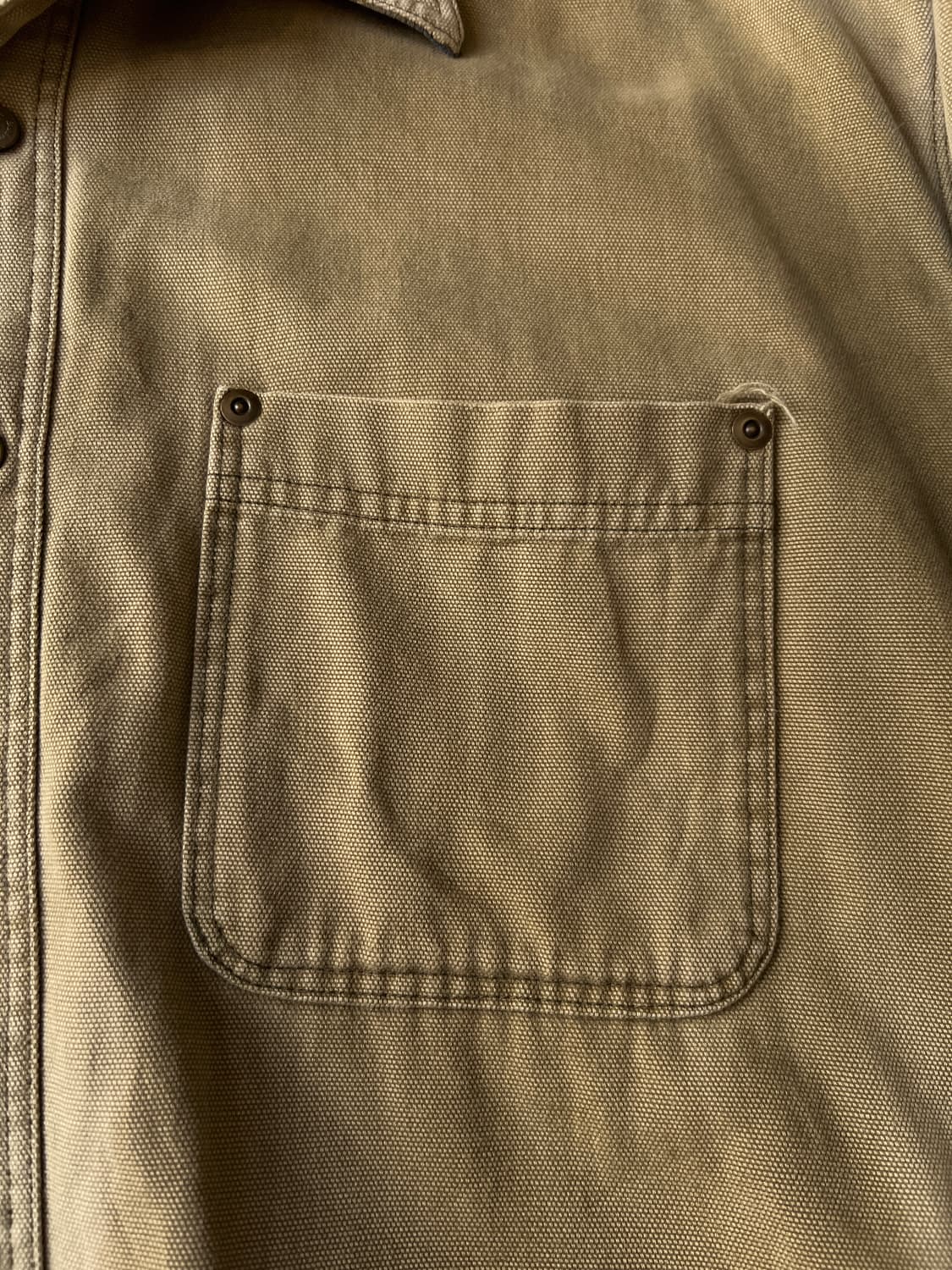 [L]90's 엘엘빈 USA Made 체크라이닝 썬페이딩 캔버스 워크셔츠 상품이미지4