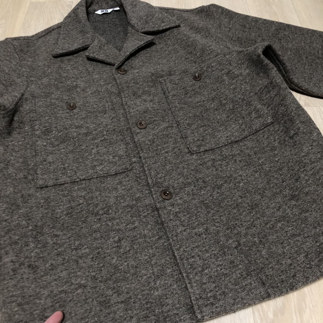 (M) 유니클로 U 후리스 저지 오버 셔츠 브라운 상품이미지6