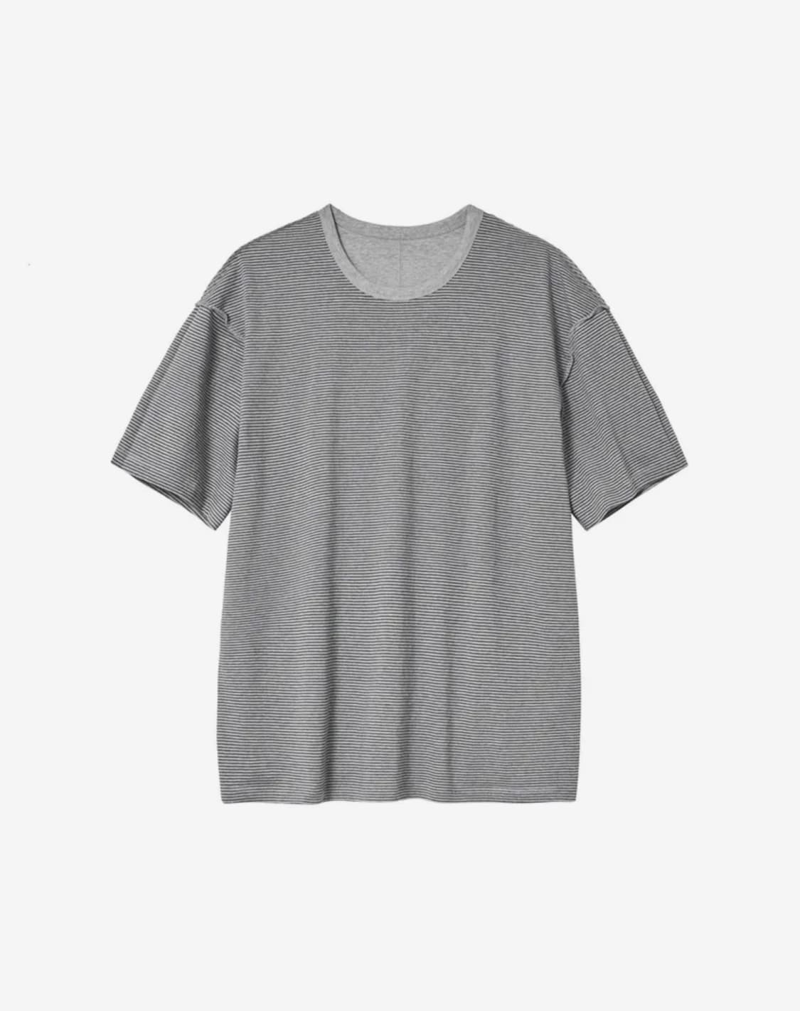 해칭룸) 회색 반팔 Two Face Stripe Tee Grey 상품이미지2