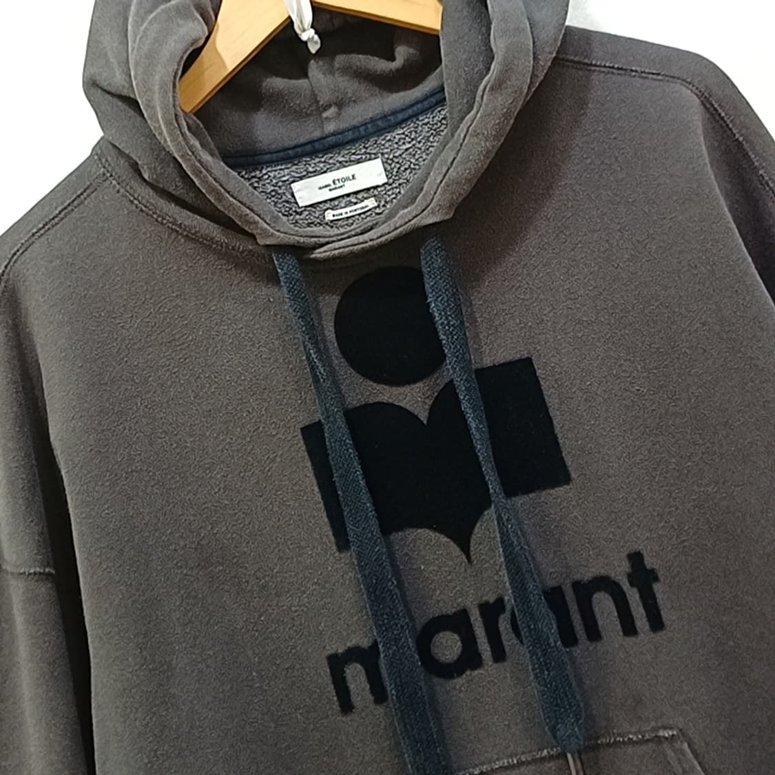 정품 이자벨마랑 오버핏 벨벳로고 기모 후드 티 오버핏 사랑봉봉 상품이미지3