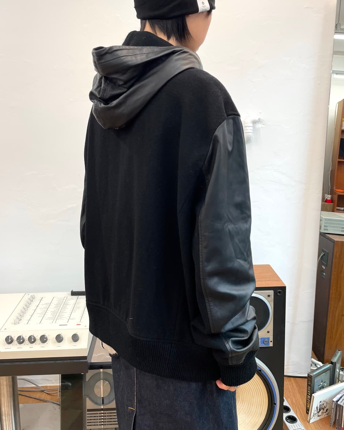 [XL] 아르마니 익스체인지 울 레더 후드 자켓 상품이미지4