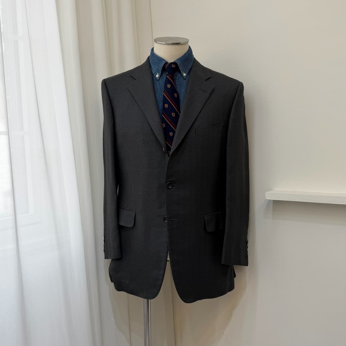 Aquascutum London 실크 100% 헤링본 윈도페인 자켓 상품이미지2