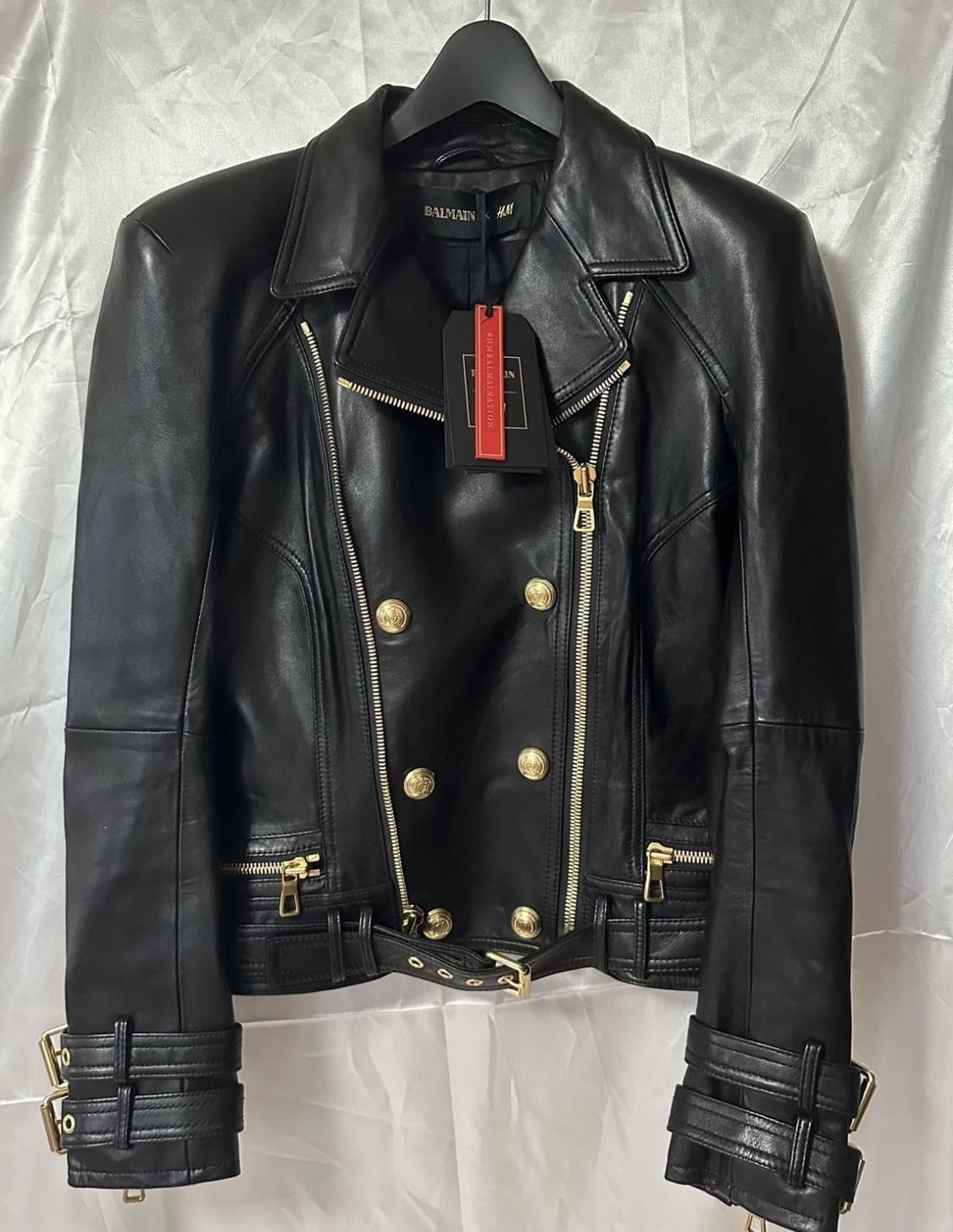 발망 H&M 금장 레더 자켓 상품이미지1