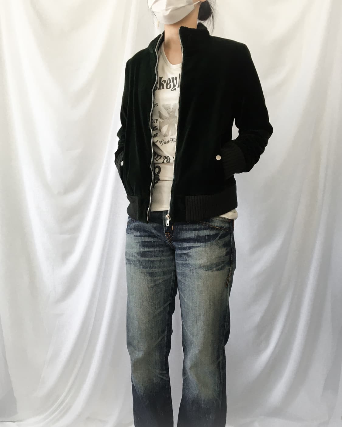 High neck green velour jacket 상품이미지6