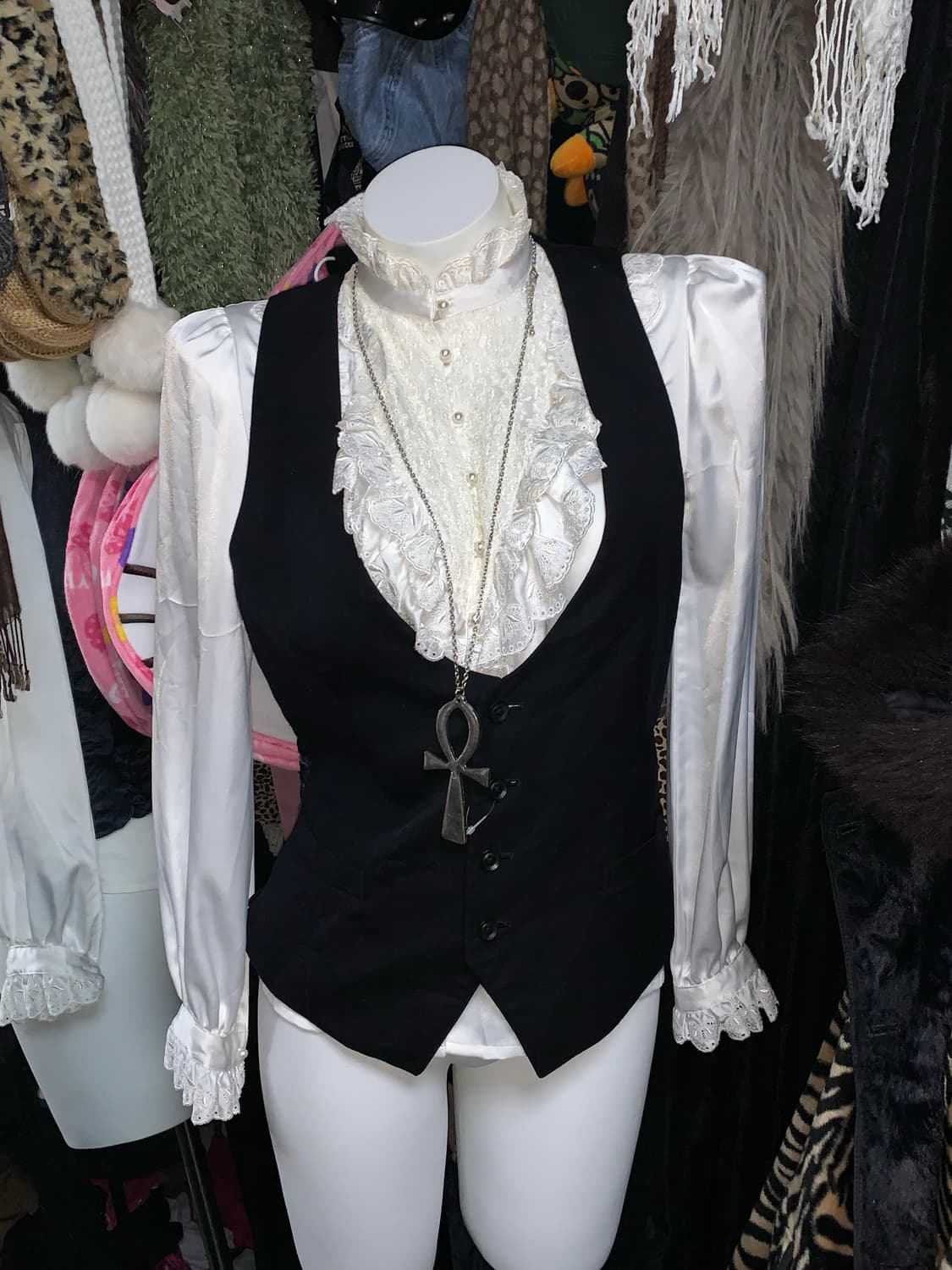 공겜여주st 고딕 로리타 레이스 진주 블라우스 상품이미지1