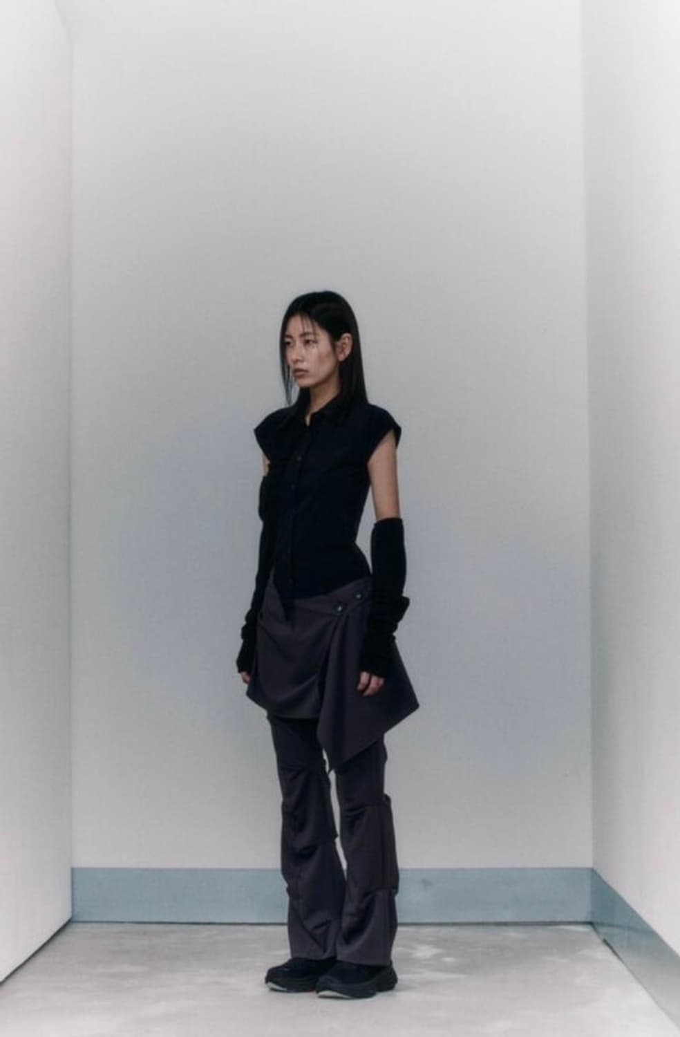 오호스 랩오버 턱팬츠 블랙 s 상품이미지1